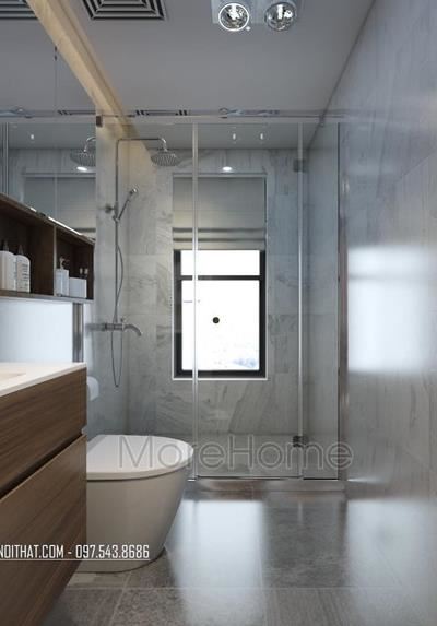 Mẫu vách kính phòng tắm 180 độ cho căn hộ chung cư