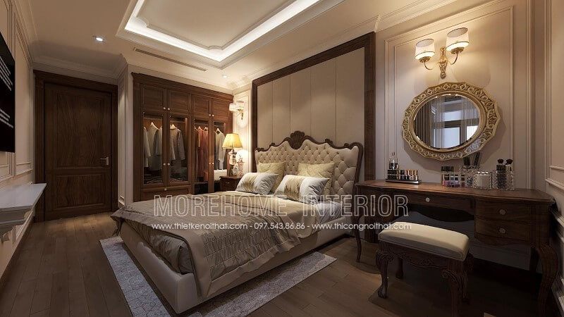 Thiết kế bàn trang điểm gỗ óc chó tân cổ điển sang trọng đẳng cấp cho không gian phòng ngủ của bạn _ Nội thất Morehome